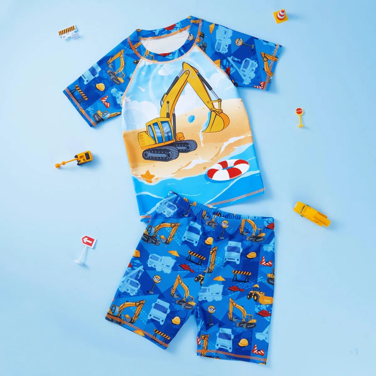 Costume da bagno per bambini composto da due pezzi UPF 50+ UV Proction Rash Guard e Trunk Costume da bagno