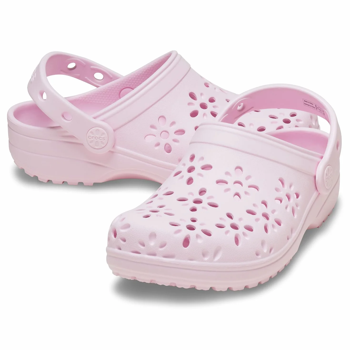 Crocs Classic Floral Cut Out Clog T, Zoccoli Unisex - Bambini e Ragazzi, Pink Milk, 23/24 EU