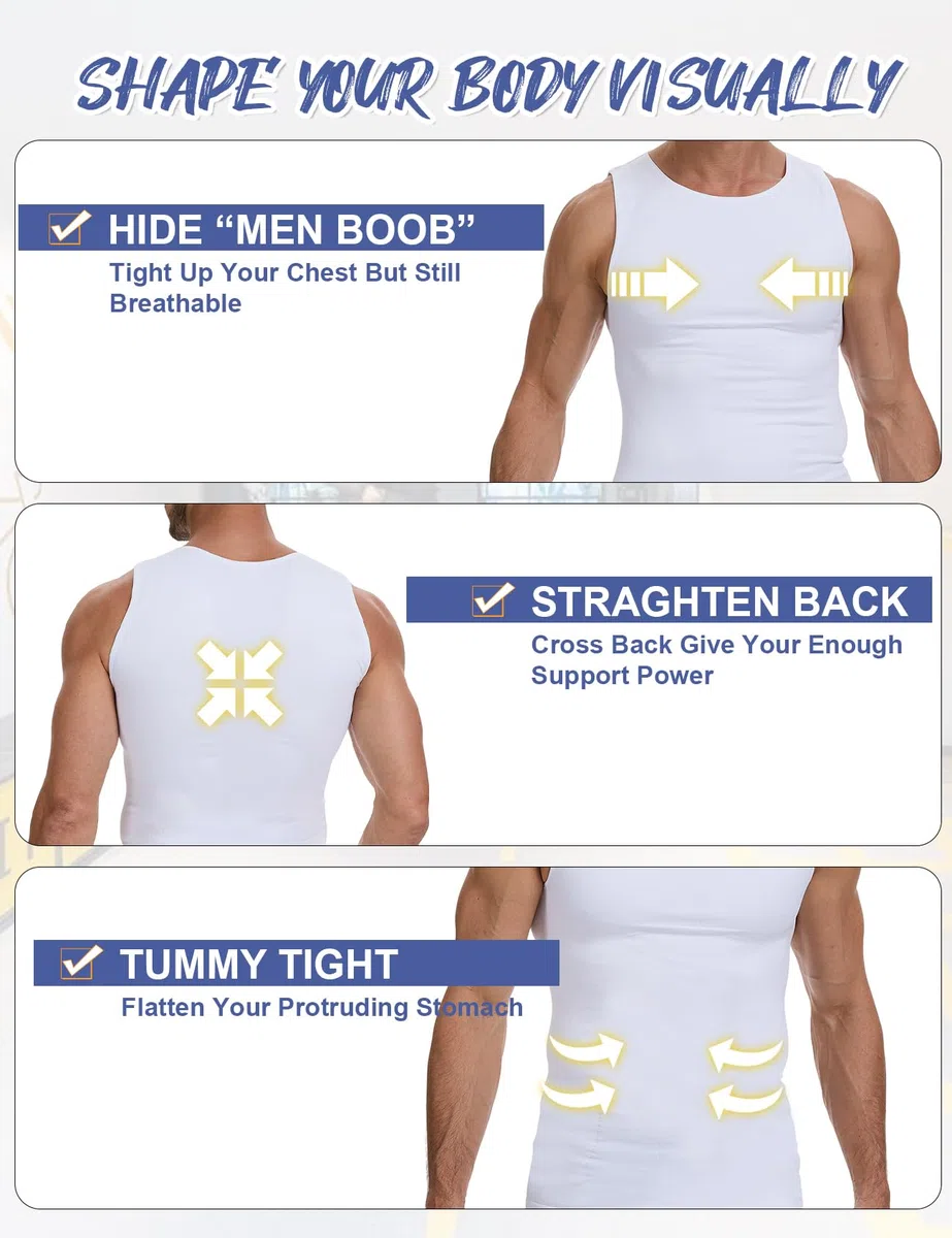 HANERDUN Camicia Compressiva Uomo – Alta Elasticità, Modellante per Addome, Antiscivolo, Invisibile sotto i Vestiti – Perfetta per Fitness, Ufficio e Uso QuotidianoCompressione Uomo