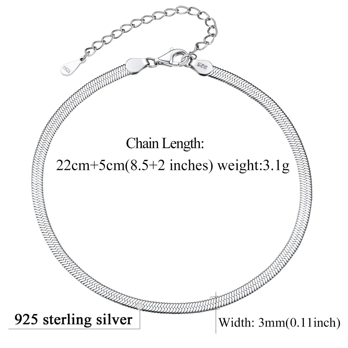 FindChic Cavigliera da uomo e da donna in argento sterling 925 a catenina, cavigliera a catena regolabile argento gioielli d'estate spiaggia vacanze estive