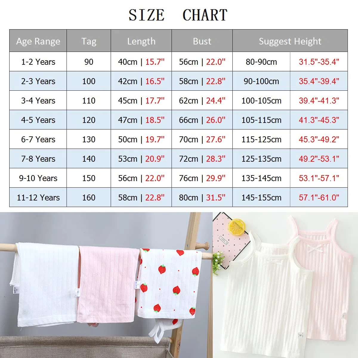 Canotta da Bambina in Cotone con Finiture e Fiocco per 1-12 Anni Cotone Canottiera da Bambina Ragazza Canotta Intima Stampata Canottiere Elastiche Confezione da 4