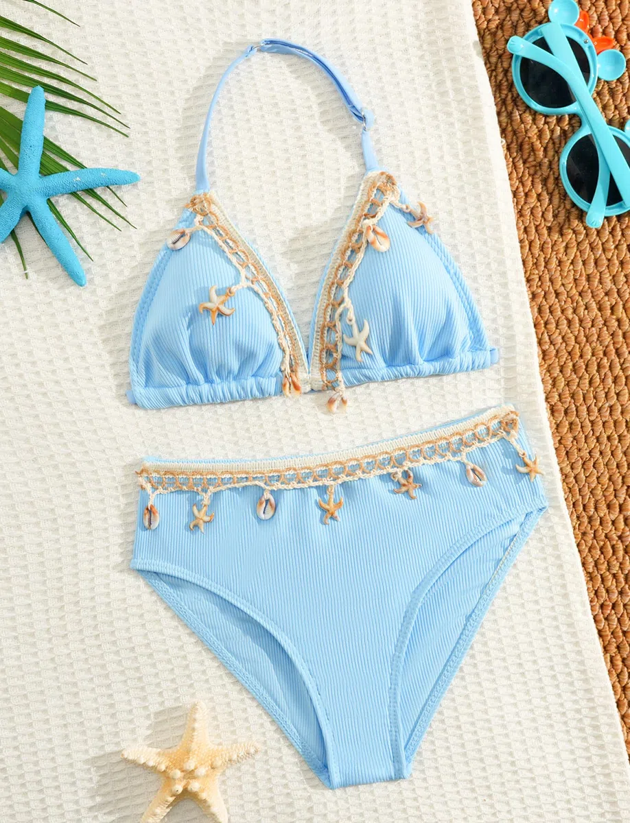 SEAUR Bikini Ragazze 3 Pezzi Costume da Bagno Mode Comodo Abbigliamento da Spiaggia Bambina Costume Tankini Estivo 8-12 Anni