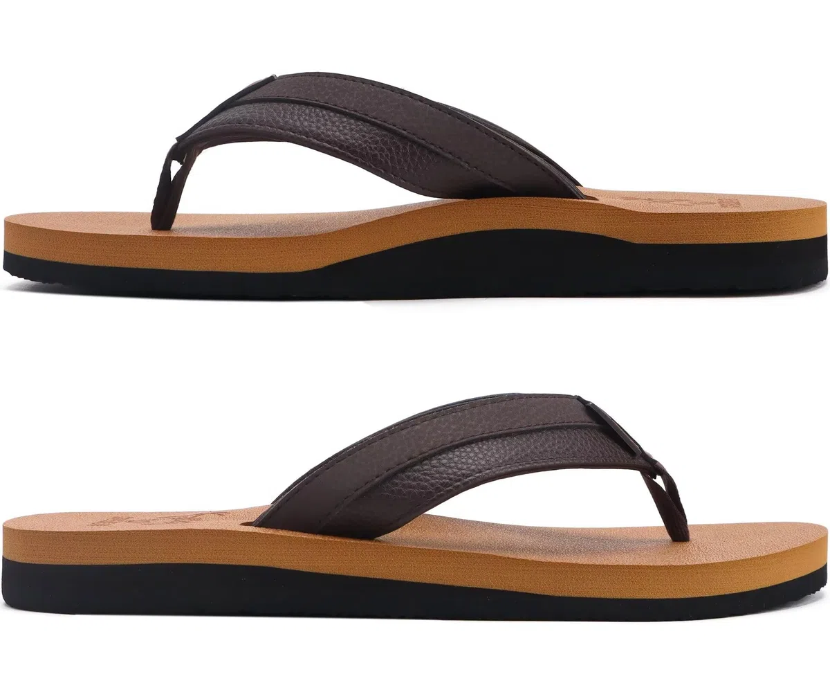 KuaiLu Infradito Uomo Estive Comode Pelle Ciabatte Supporto Arco Plantare Spiaggia Piscina Sandali Cuoio Mare Leggere Antiscivolo Gomma Suole