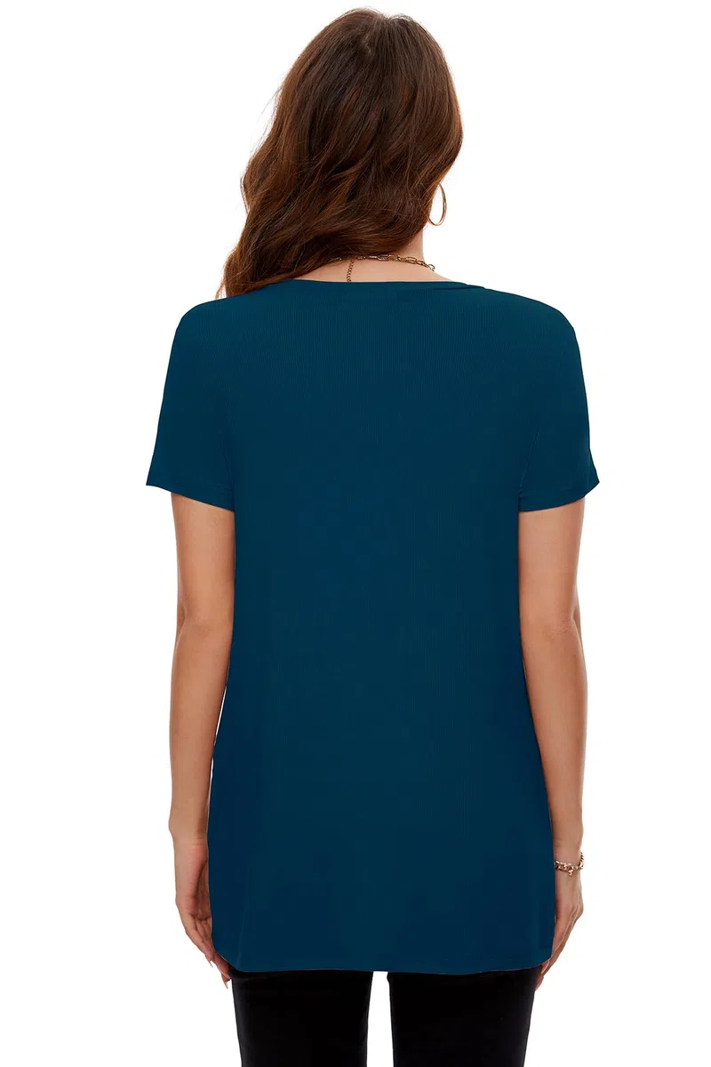 Smallshow Abbigliamento Premaman Donna Side Split Magliette e Top maternità,Teal,L
