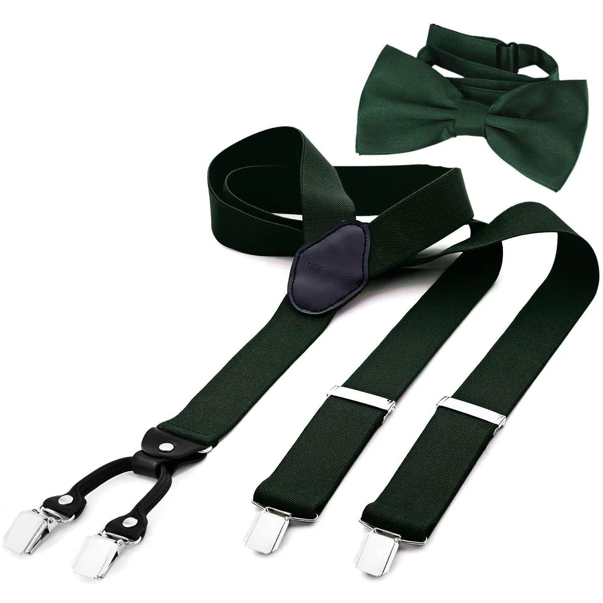 DonDon Set di bretelle eleganti e papillon per uomo, forma a Y, larghezza 3,5 cm, fatto a mano - Accessorio elegante per matrimonio, festa, smoking