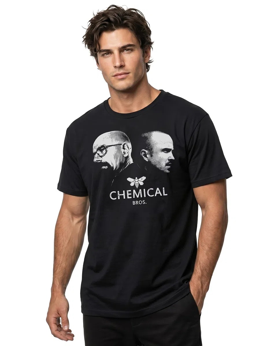 MAKAYA Maglietta Chemical Bros - T-Shirt Heisenberg e Pinkman Uomo Nera