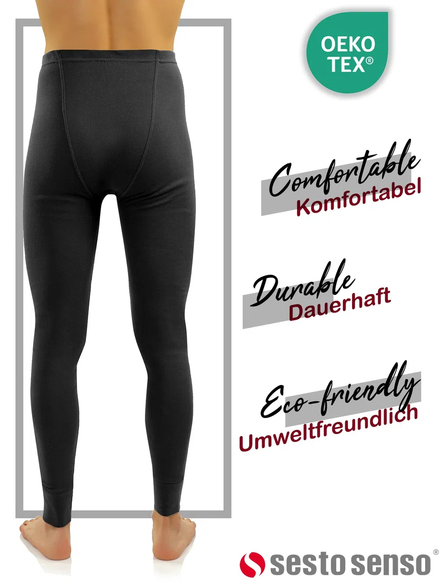 sesto senso Calzamaglia Lunga Uomo 100% Cotone Biancheria Intima Pantaloni Termici Funzionali