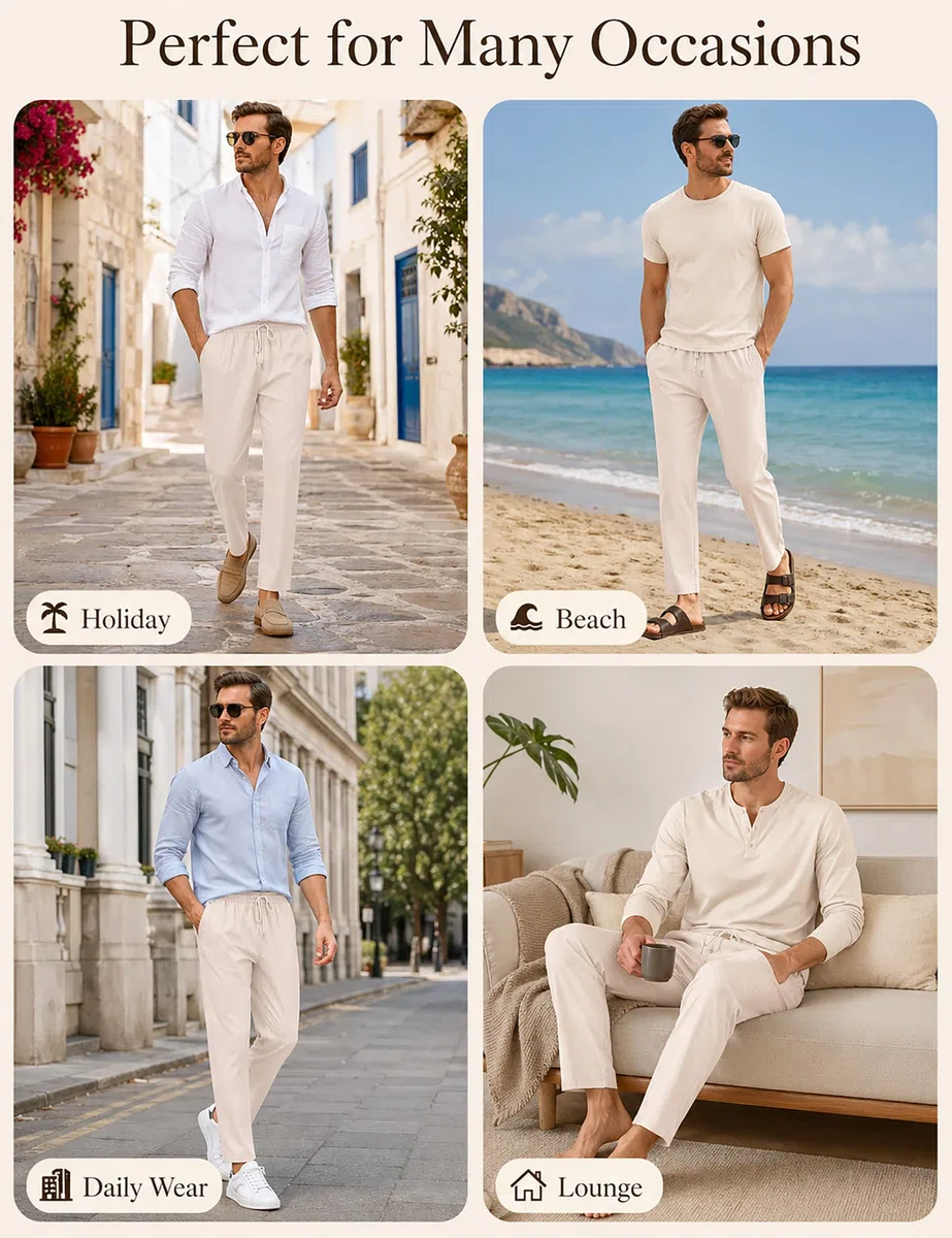 Sykooria Pantaloni Uomo Casual della Tuta con Coulisse a Gamba Dritta Sweatpants per Vacanze Jogging