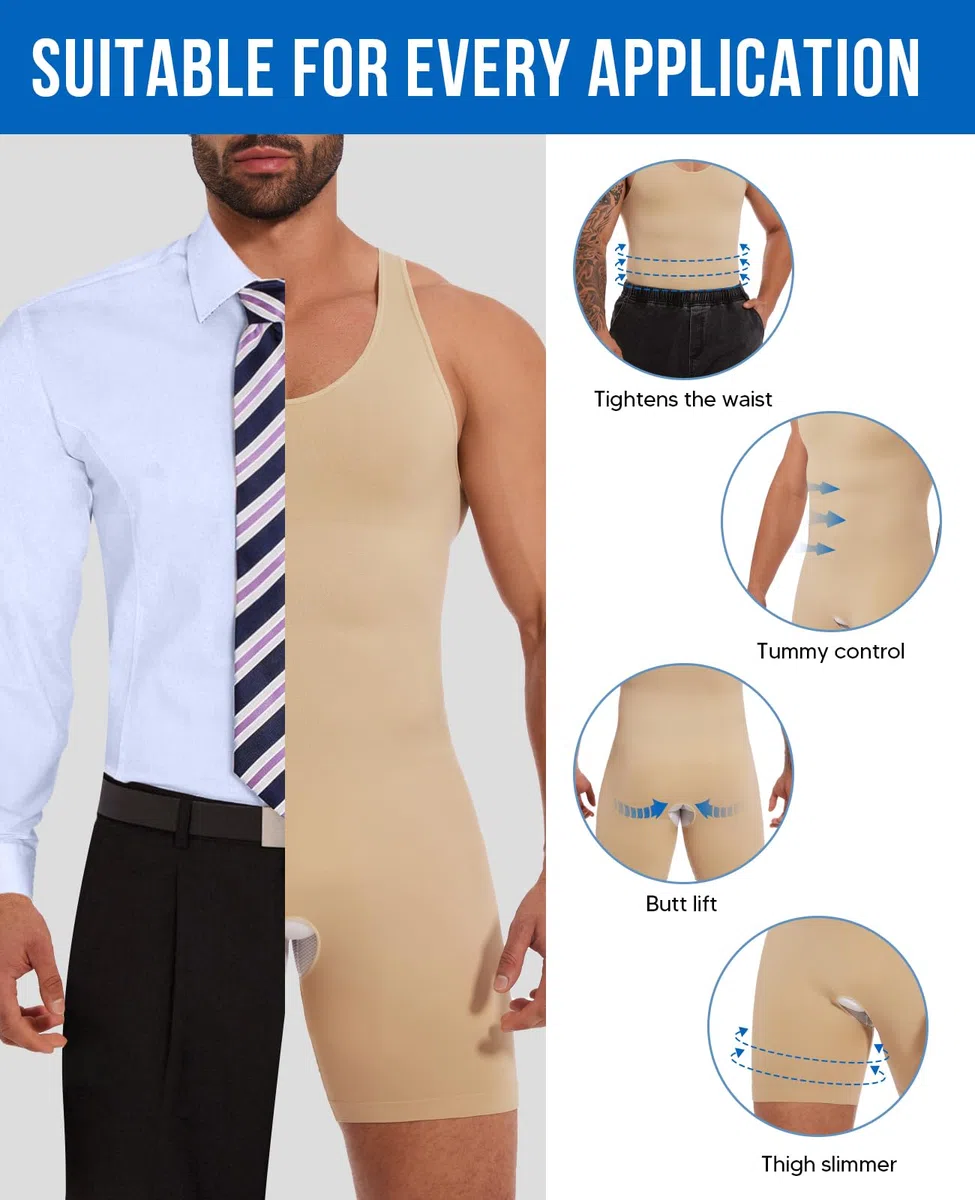 SLIMBELLE Intimo da Uomo Body Senza Maniche per Il Corpo Dimagrante a Compressione per Il Slim Fit Controllo della Pancia