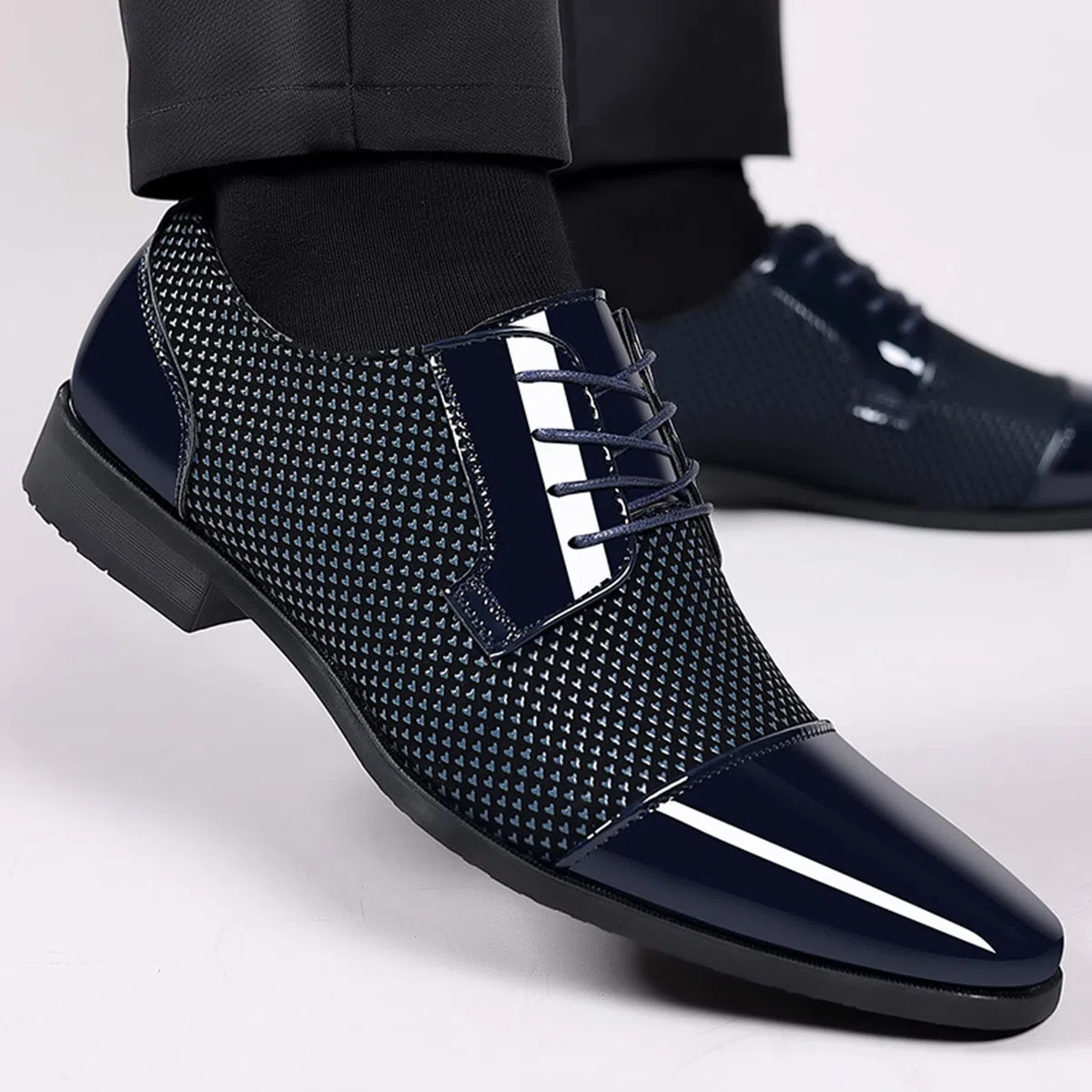 Scarpe Derby Uomo Verniciata Cuoio Derby Elegante Scarpette Uomo Sera in Pelle Vintage Scarpe Vernice Classiche Formale Lavoro Brogue Scarpe Sposo Cerimonia Comode Casual Uomo Scarpe