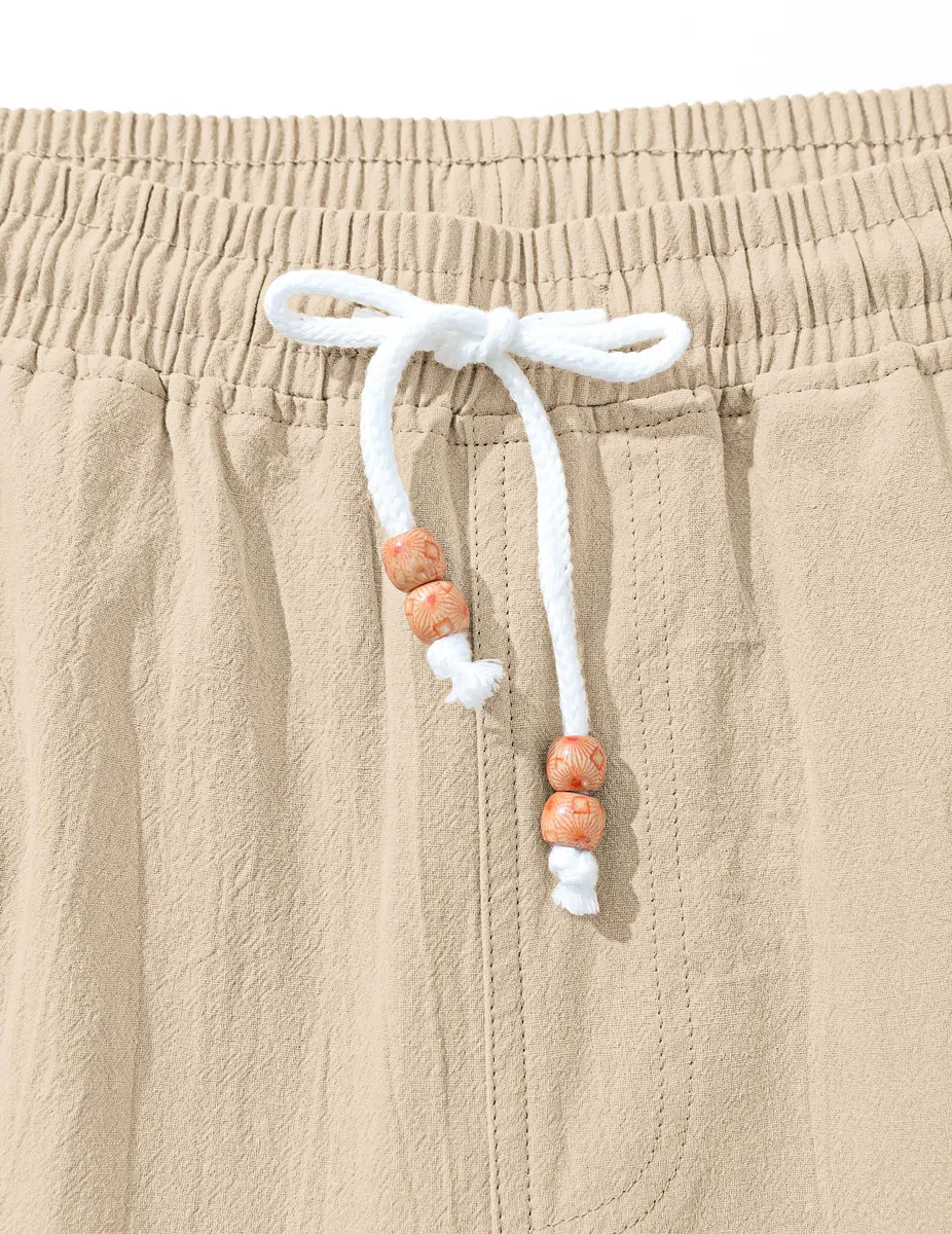TARAINYA Pantaloni Cotone Lino Uomo Casual con Cordino in Vita e Tasche per L'Estate