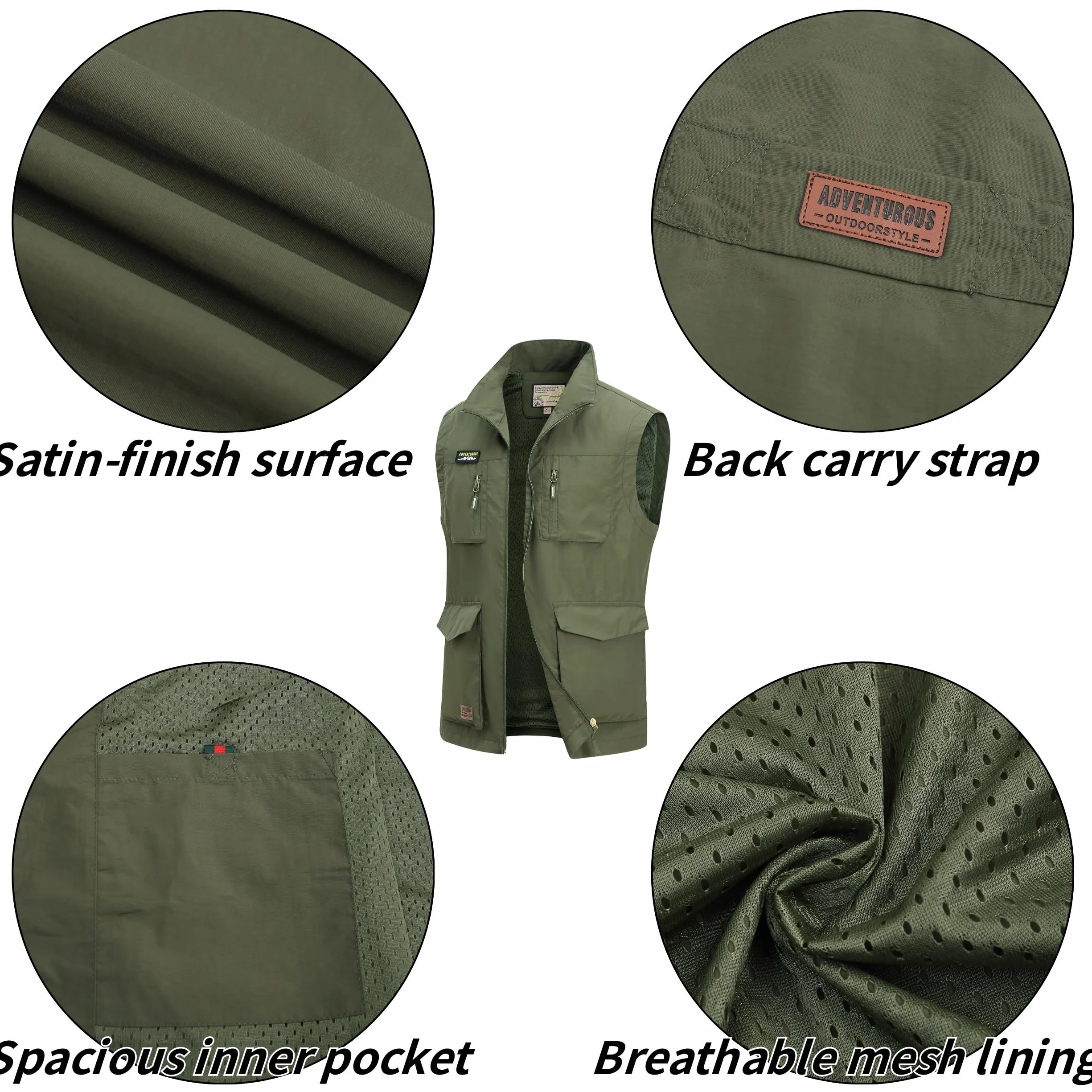 Gilet da Pesca da Uomo All'aperto Giacca Multi Tasca Senza Maniche Leggero Asciugatura rapida Giubbotto Sportivo Traspirante Senza Maniche Giacche Fotografia Campeggio Giacca Utility Gilet