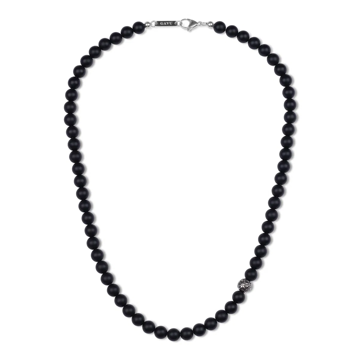 GAVU Collana Fleur de Lis da Uomo con Perle di Pietre Naturali e Cristalli, Collana Uomo Perline Pietre Dure, Ematite, Occhio di Tigre, Ossidiana, Pietra Lavica, Onice