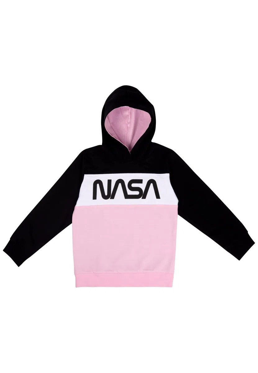 United Labels NASA - Felpa con cappuccio per bambine, con cappuccio, colore nero/rosa