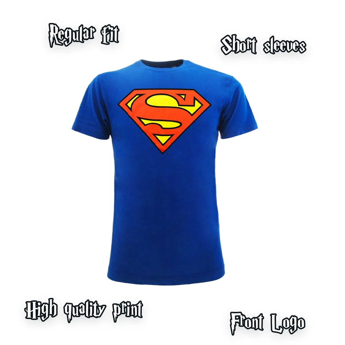 T-Superman Logo Supereroe. Clark Kent. Maglietta Ufficiale. Maglia Unisex. Blu e Rosso. Bambino Ragazzo e Adulto.