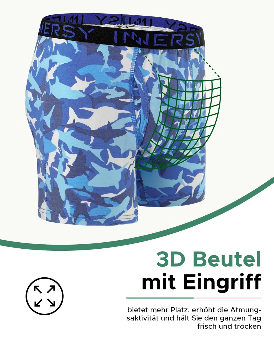 INNERSY Mutande da ragazzo in cotone boxer con apertura, morbido retrò, confezione da 5