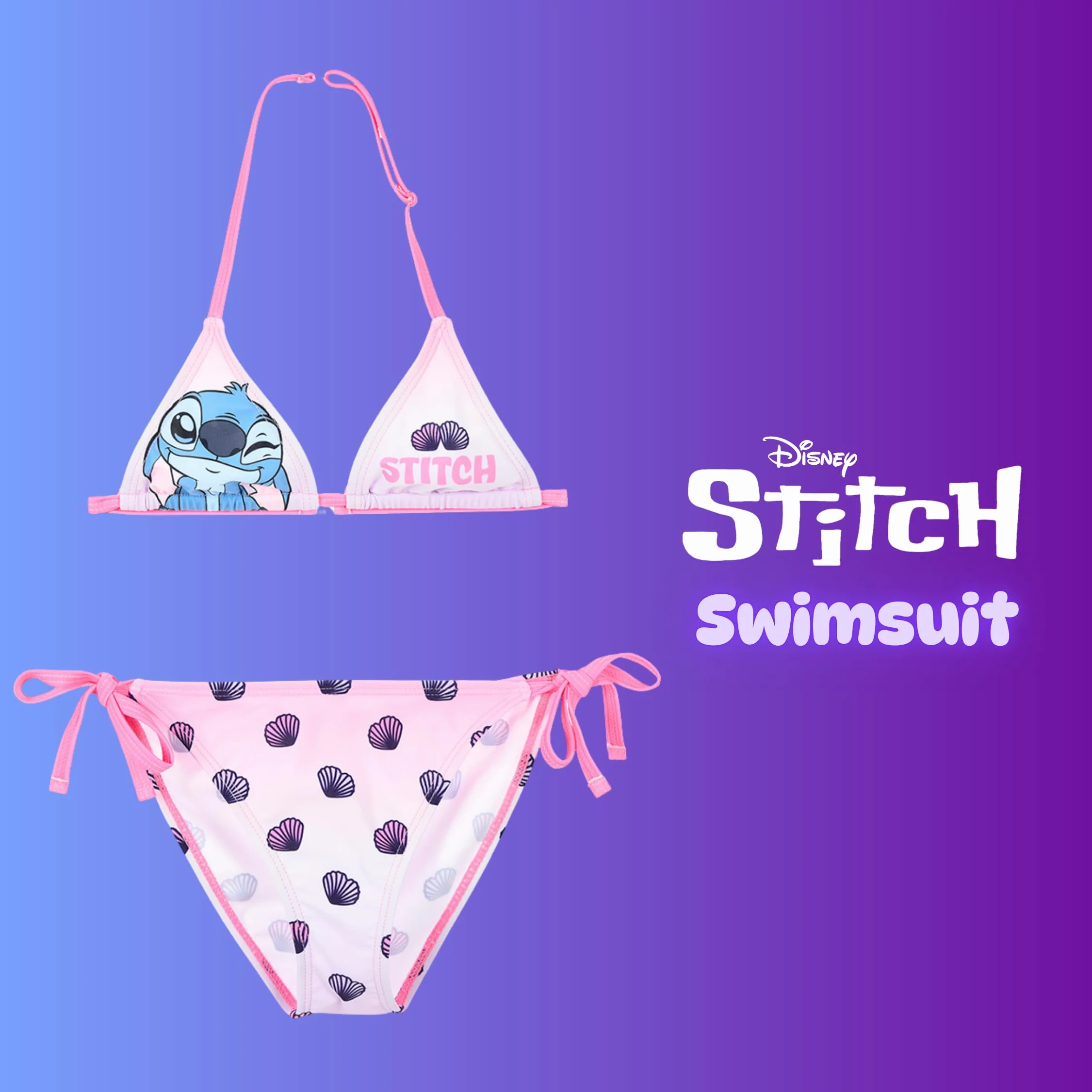 Disney Stitch Bikini per Ragazze, Costume da Bagno Due Pezzi per Bambine, Taglie 6 ai 12 Anni