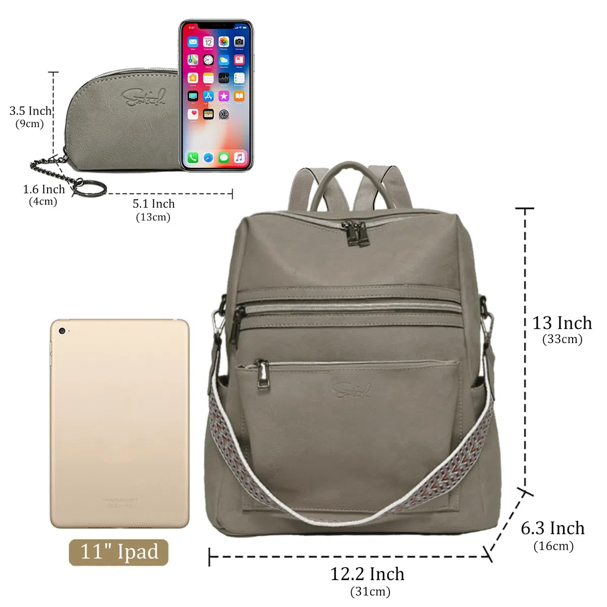 Donna Borse a Zaino Borsa a Zainetto Tracolla Zaini, Casual Daypack 2 in 1 Set Viaggio Impermeabile Antifurto per Lavoro Scuola Tracolla