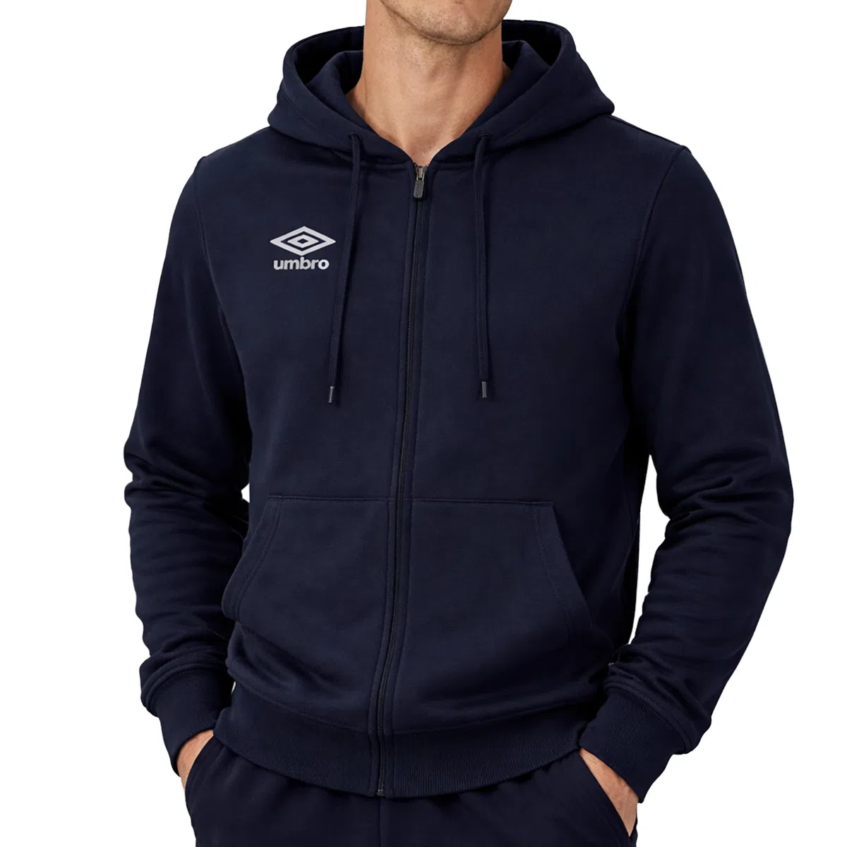 Umbro - Felpa da Uomo in Cotone Leggero con Cappuccio e Cerniera Full Zip, Sportiva, Casa, Palestra, Jogging, Tempo Libero