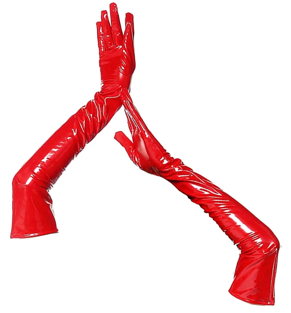 FEOYA Tuta corta da donna, sexy, per feste, senza spalline, in similpelle, effetto bagnato, in lattice, guanti lunghi in lattice