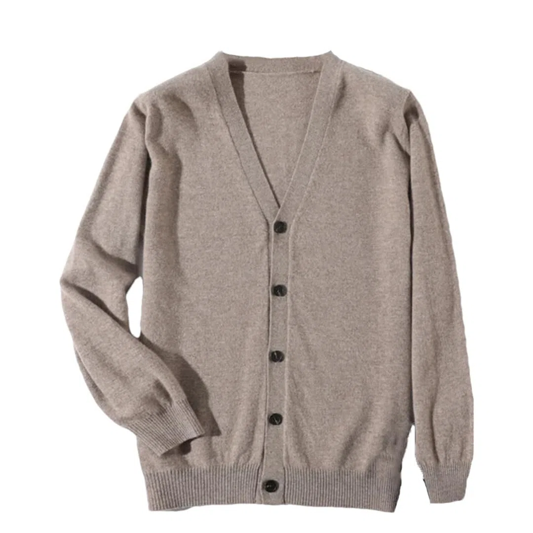 Maglione da uomo in cashmere lavorato a maglia cardigan primavera autunno tinta unita scollo a V casual maglioni selvaggi giacca top