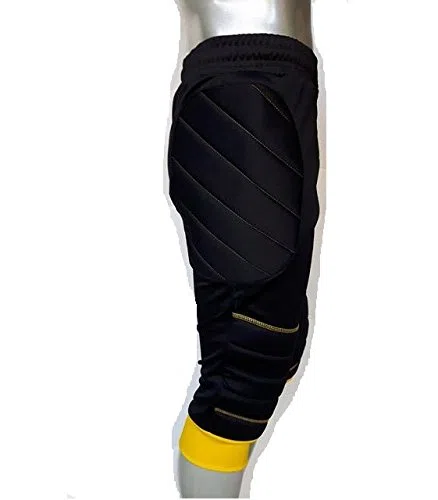 WALTER Pantalone 3/4 da Portiere Modello Panther (Nero-Giallo, L)