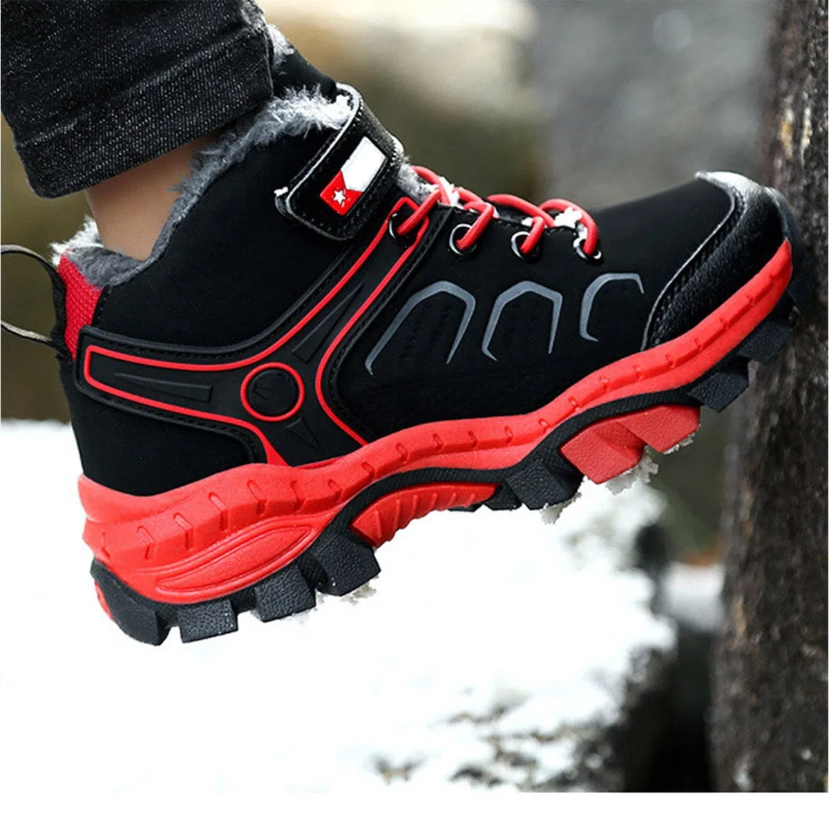 Scarpe da ginnastica per bambini, per escursionismo, corsa, camminata, impermeabili, antiscivolo, per autunno e inverno, scarpe sportive alte con lacci, scarpe sportive da esterno