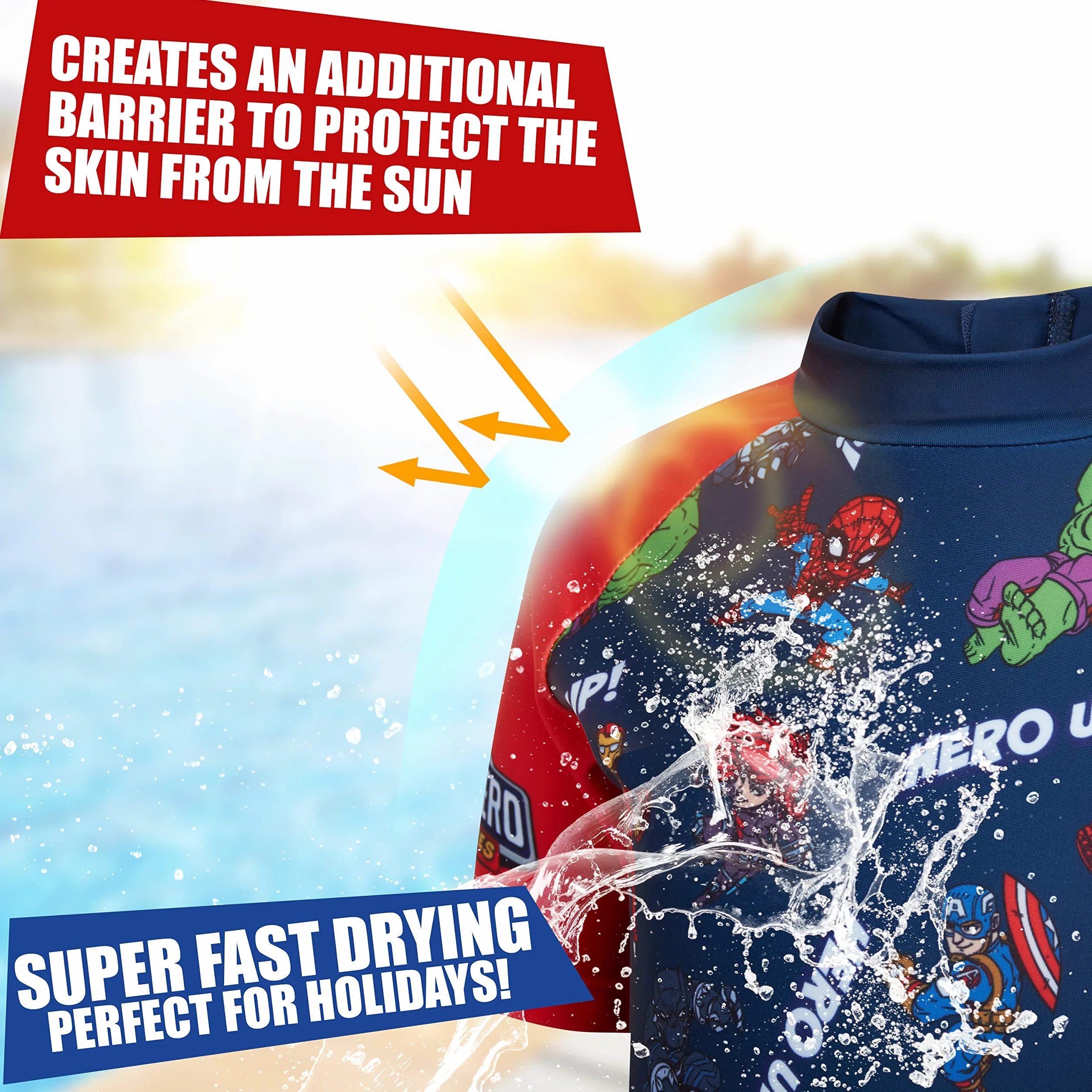 Marvel Costume Piscina Bambino Muta Costume Bambino Mare Nuoto 3-10 Anni Costume da Bagno Bambino Spiderman Hulk Captain America Avengers Regali