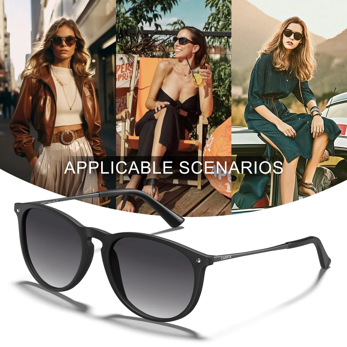 Carfia Retro Polarizzati Occhiali da Sole Donna Uomo UV400 Protezione