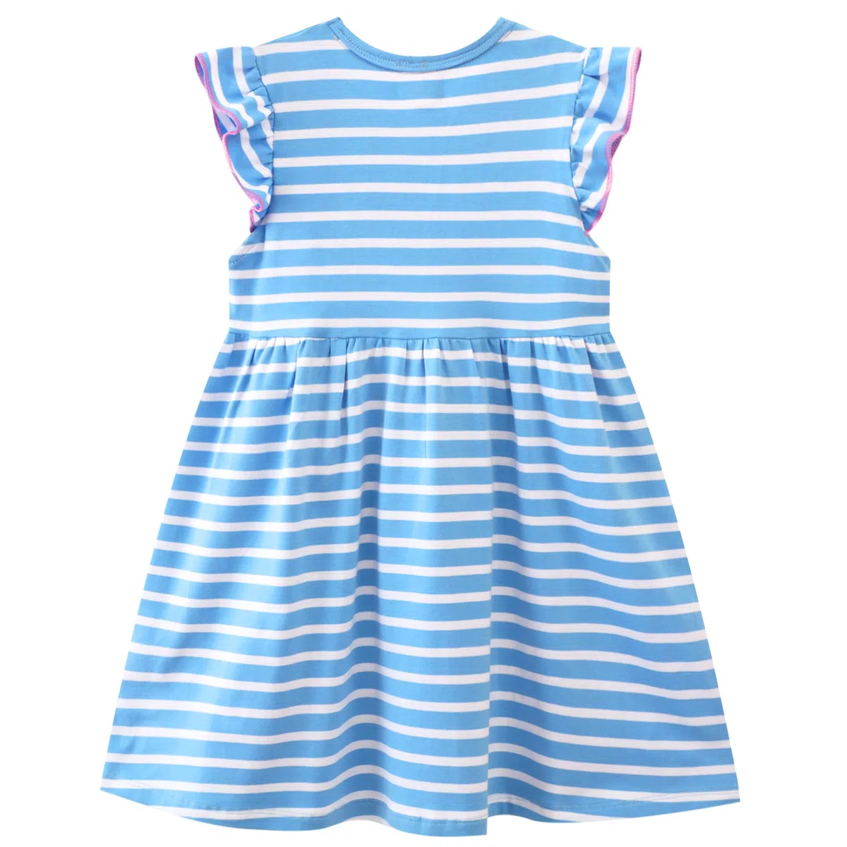 Vestito per Bambina Ragazza Manica Corta Unicorno Abito Stampa Fiore Ricamo Azzurro Striscia Abiti Cotone Cartoon Animale Casuale Vestiti Estivo Festa Compleanno per Regazze Bambini 2-9 Anni