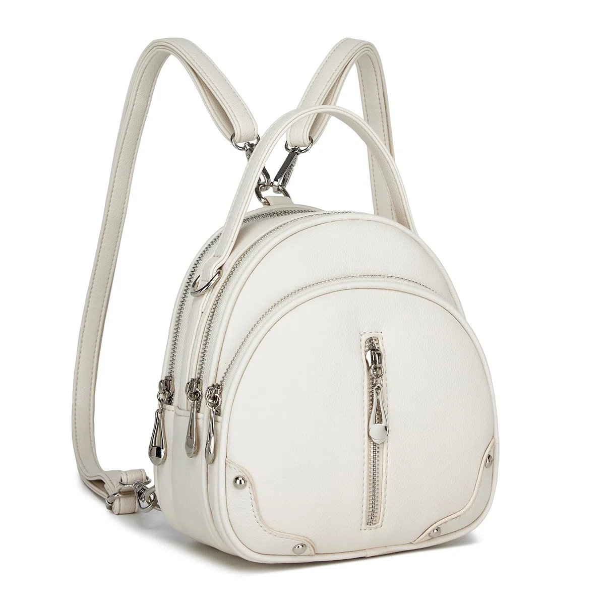 Miss Lulu Zaino Donna in Pelle PU Impermeabile, Zaino da Viaggio Piccolo e Leggero con Cinturino Rimovibile, 4 Tasche con Zip