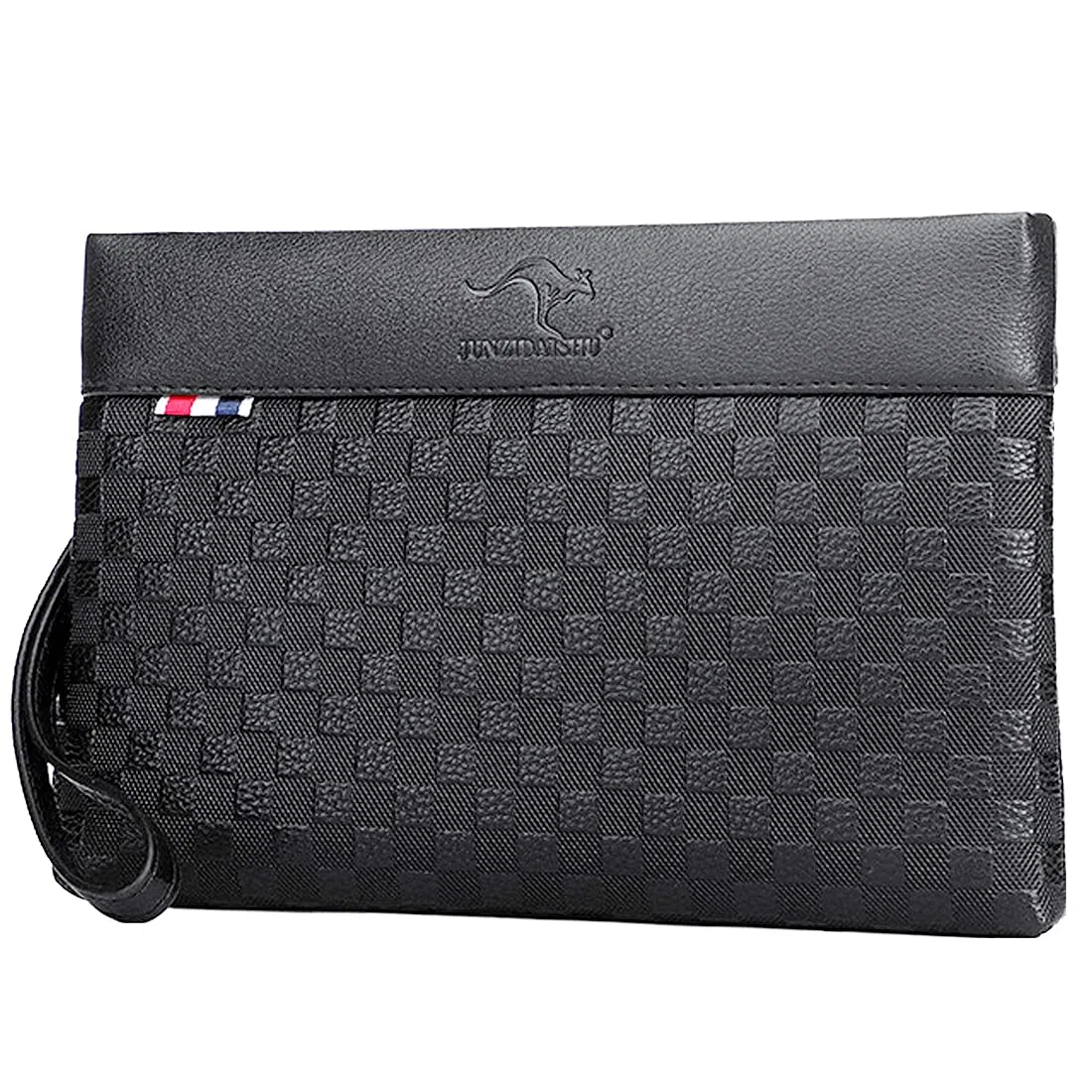 A-QMZL Pochette Uomo Pelle Pochette Business di Grande Capacità Pochette Buste Borsette Fessura Carte Tasche con Cerniera Portafogli Uomo con Cinturino Polso Borsa da Polso Lavoro Viaggio Casual