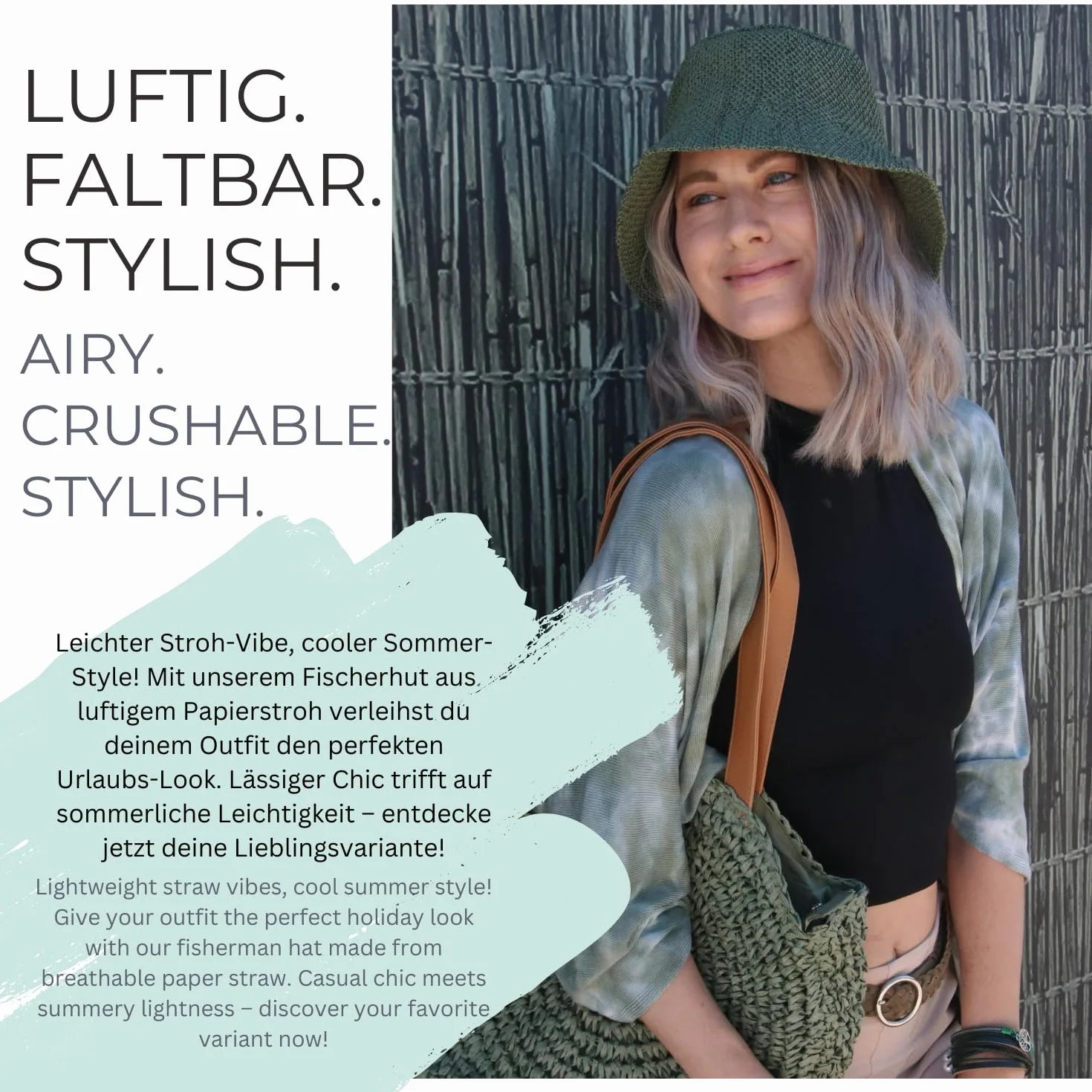 styleBREAKER Cappello da Sole Femminile in Paglia di Carta Pieghevole, Cappello da Pescatore Leggero con Fascia Antiscivolo, Protezione Solare Estiva per Outdoor e Spiaggia