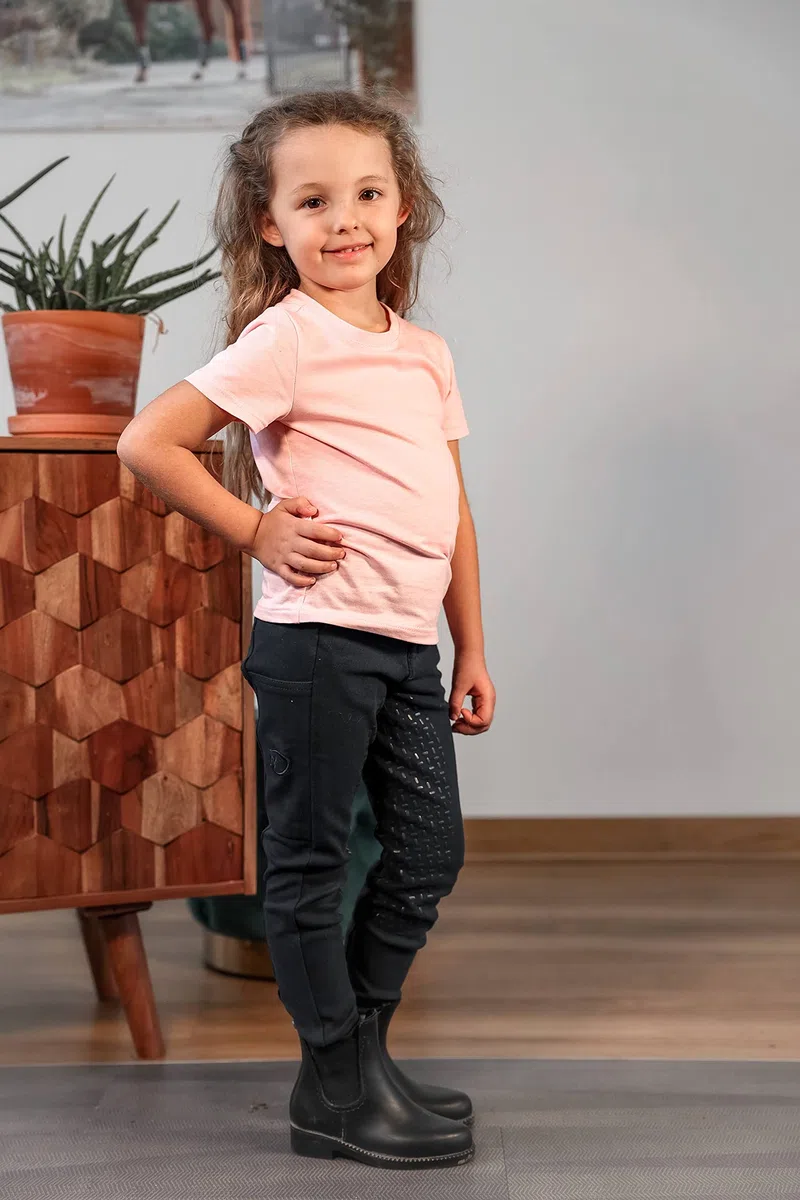 RIDERS CHOICE Pantaloni da equitazione in cotone, con inserto in silicone, per bambini, Blu notte, 146
