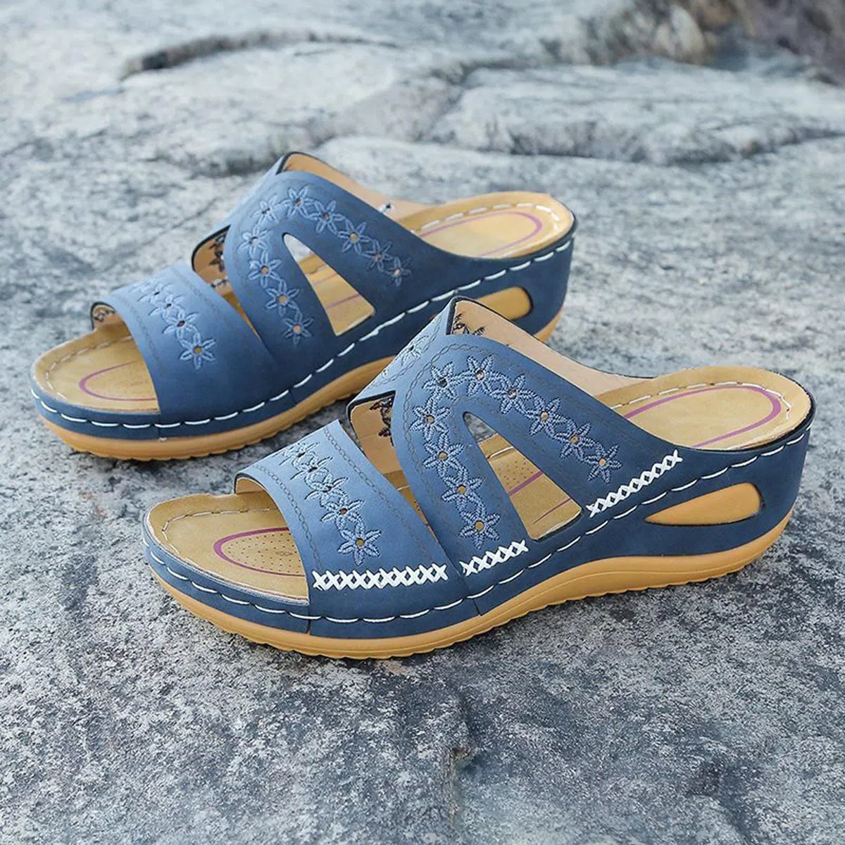 HAOLEI Sandali Ortopedici Donna Sandali Trekking Estive Ciabatte Donna Comodi da Spiaggia a Fondo Spesso Con Punta Aperta Scarpe Lavabili Sandalo Antiscivolo Traspiranti Sandals Bohemien Con Zeppa