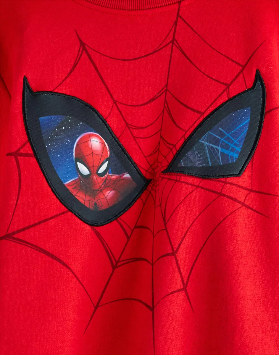 Marvel Spiderman Felpa Bambino | Maglione Girocollo con Grafica Supereroe per Bambini in Rosso | Regalo di Merchandising di Arte del Personaggio del Fumetto