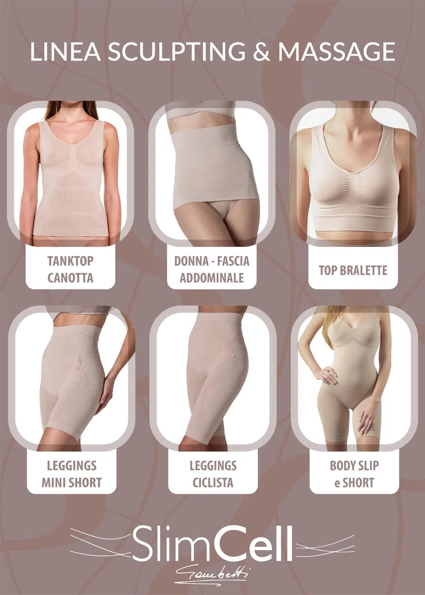 SLIMCELL Gambetti Guaina Contenitiva Donna Pantaloncini Anticellulite - Leggins Anticellulite Donna Drenanti, Intimo Modellante Senza Cuciture, Shapewear - Made in Italy