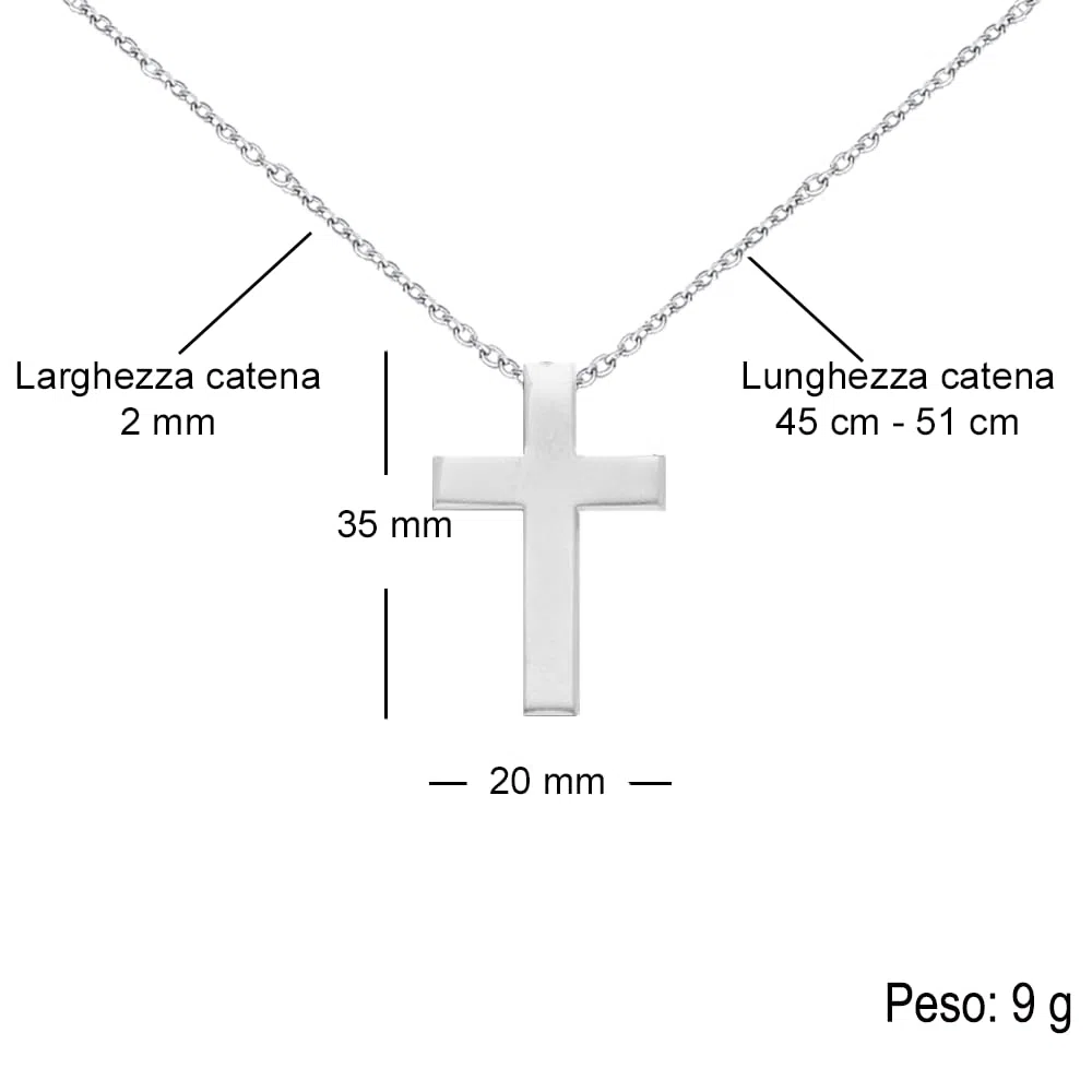 Bramart Collana a Croce Argento Oro Prima Comunione Bambino Regalo per lui Ragazzo compleanno natale - Cofanetto con DEDICA incluso