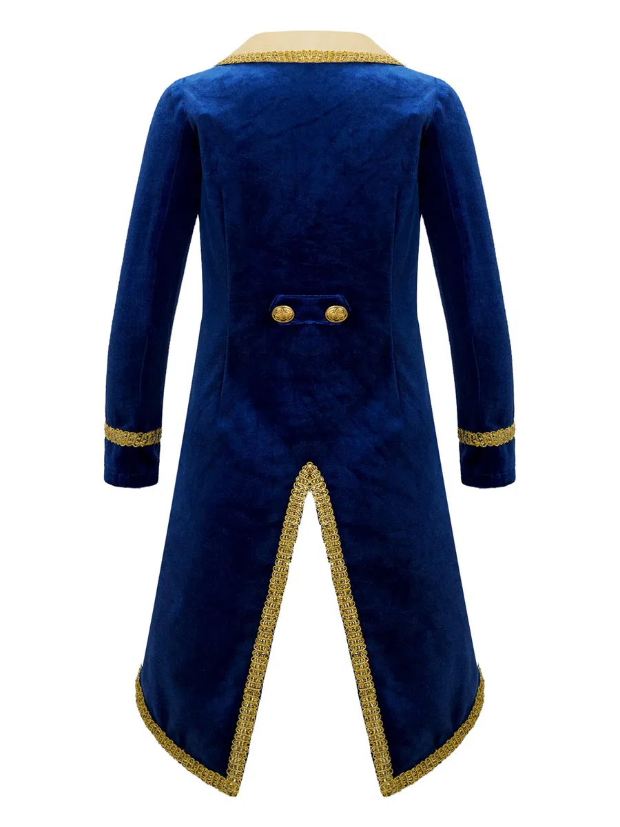 MSemis Costume da Principe La Bella e la Bestia Carnevale Costume Blazer Elegante Azzurro Abito da Cerimonia Cappotto Bambino Invernale Smoking Giacca da Sposa Festa