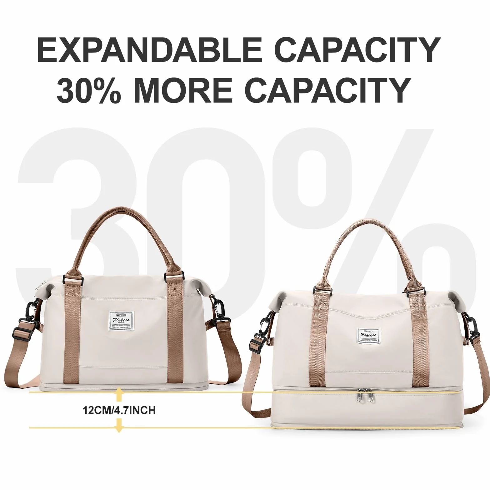 SEAFEW Borsone da Viaggio,Bagaglio a Mano 40x30x20 Ryanair Borsa da Viaggio con Scomparto per le Scarpe,Borsa da Cabina Ryanair Borsa Sportiva Borsone da Palestra da Weekend,D10-Marrone Beige