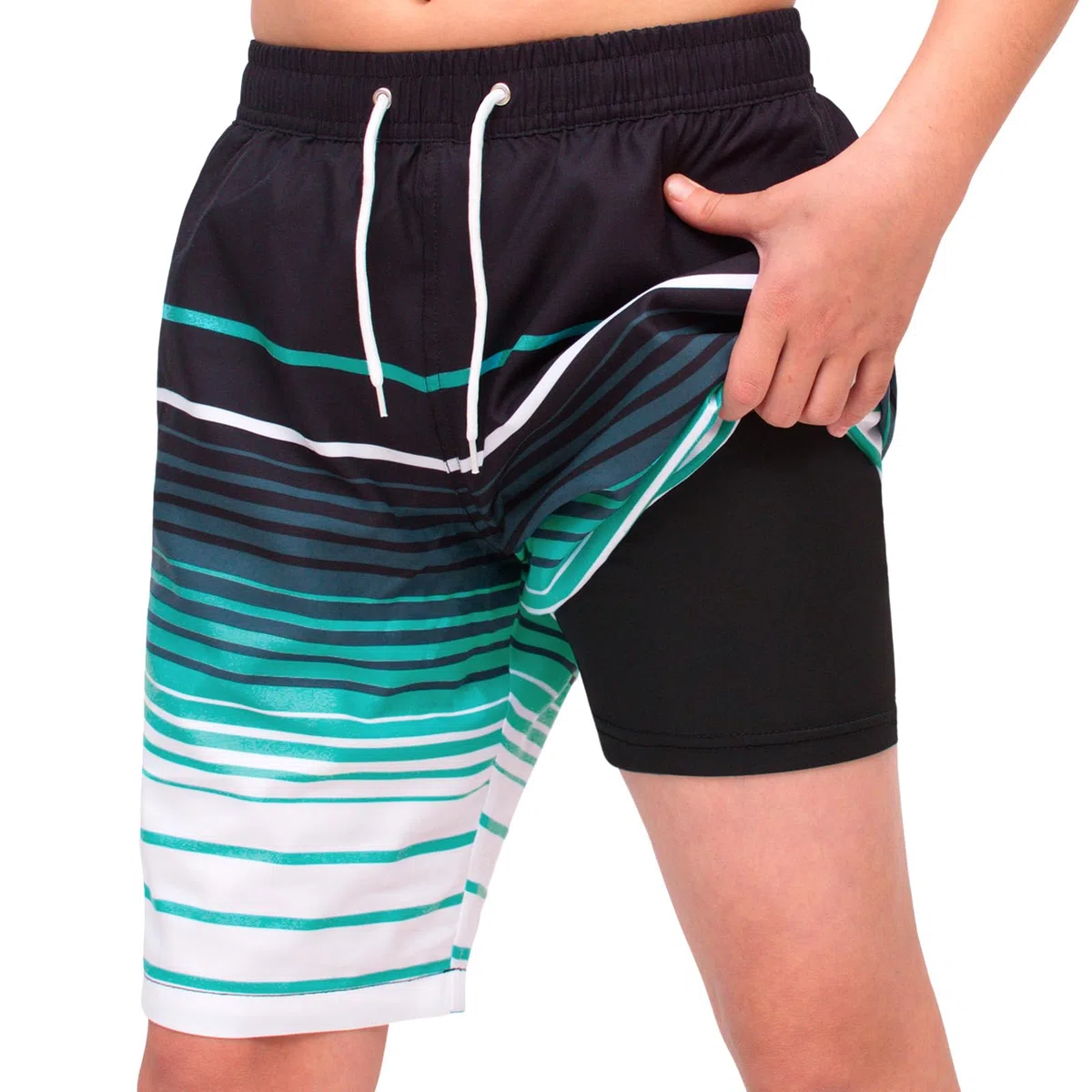MEILONGER Pantaloncini da Bagno Ragazzi Bambini a Compressione ad Asciugatura Rapida Corti Boardshorts con Tasche Coulisse Regolabile Spiaggia Sport Piscina Costume Nuoto