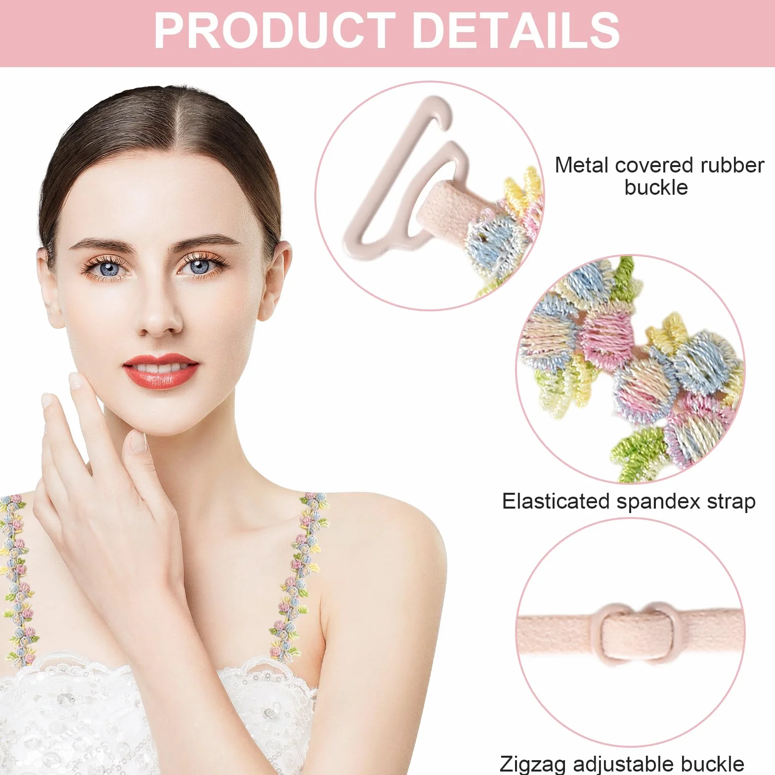 Naapesi 1 Paio di Spalline per Reggiseno Detacchabili a Pizzo Florale | Regolabili, Antiscivolo & Eleganti | Perfette per Vesti a Spalle Nude e Top Estivi