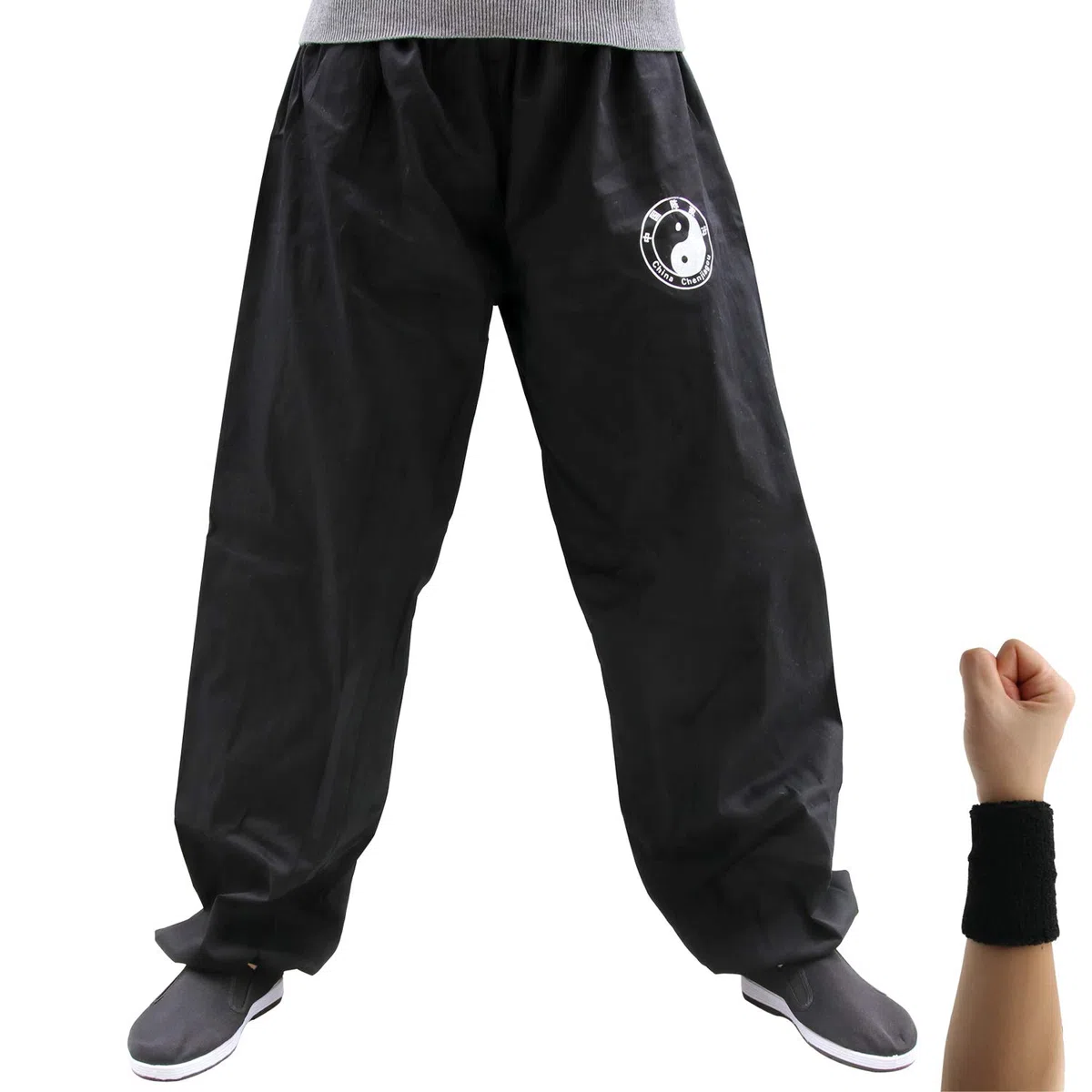 Pantaloni Tai Chi, Wing Chun, Arti Marziali e Pantaloni Larghi da Allenamento Kung Fu Unisex Abbigliamento per Arti Marziali Antirughe Adatto a Tutte Le Stagioni | Regalo Sport Wristband