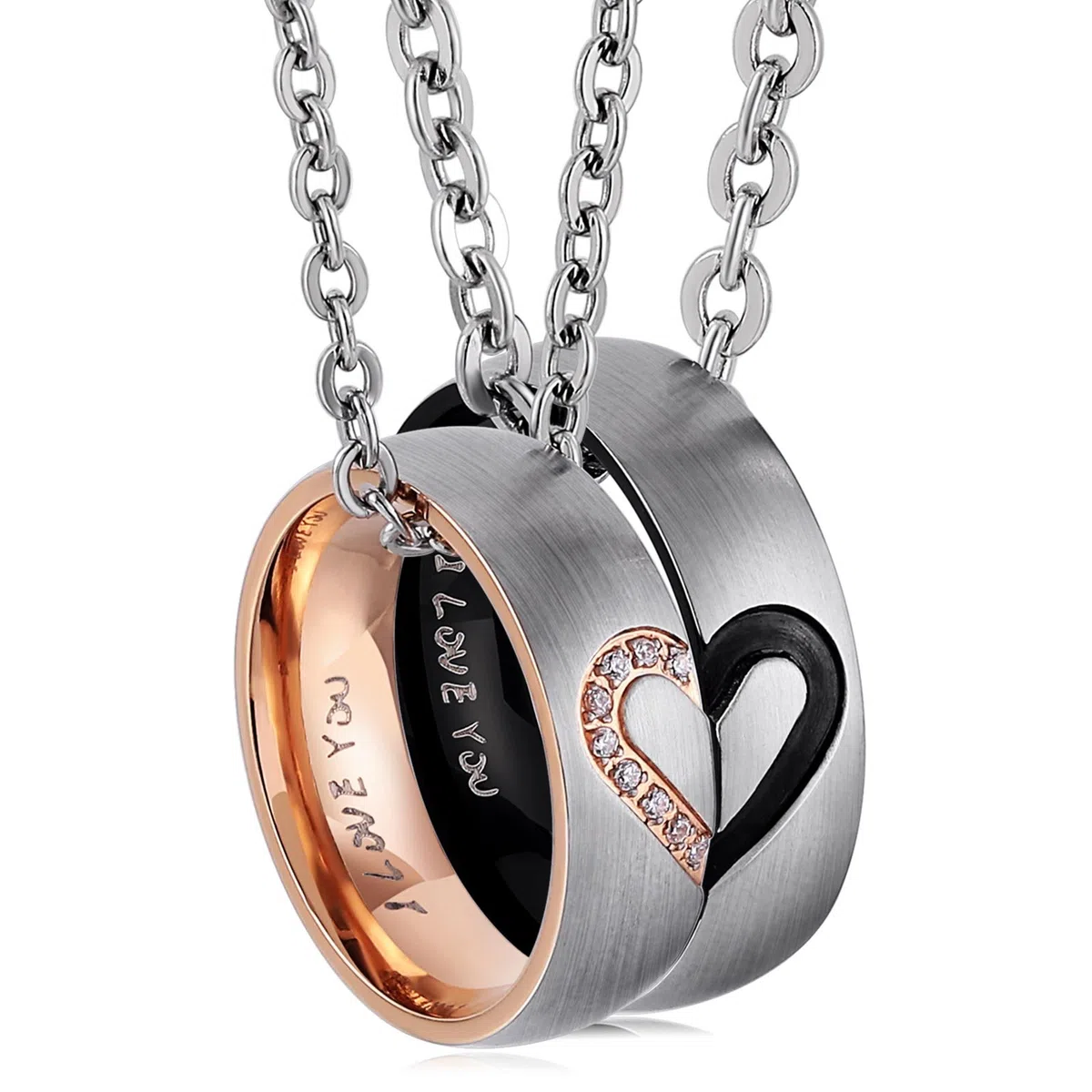 Collana Donna e Uomo, 6MM I Love You Acciaio Inossidabile Anello Collane Pendente Cuore, Collana Coppia Incisione Personalizzata