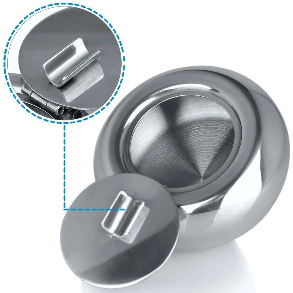 Posacenere per sigaretta in acciaio inox con coperchio, MAXIN antivento sigaretta posacenere fumatori cenere ufficio cenere vassoio cenere per la decorazione dell'ufficio a casa-argento.