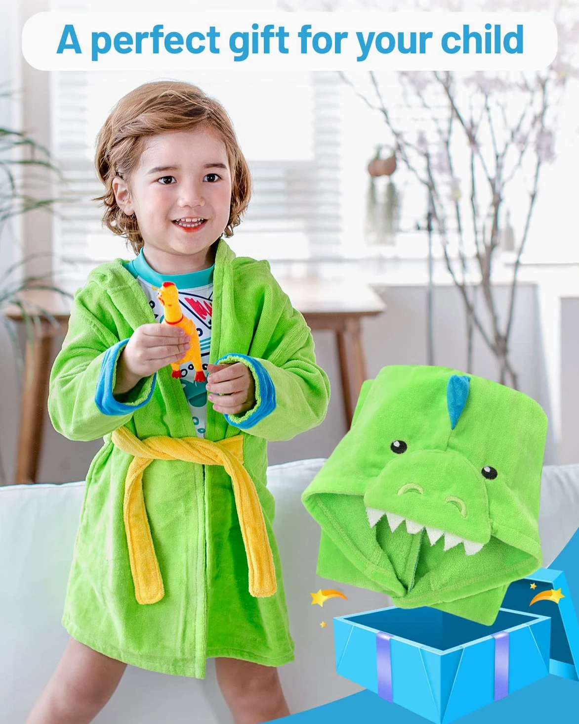 WYTbaby Accappatoio Bambini Personalizzato Con Cappuccio 100% Cotone Spugna