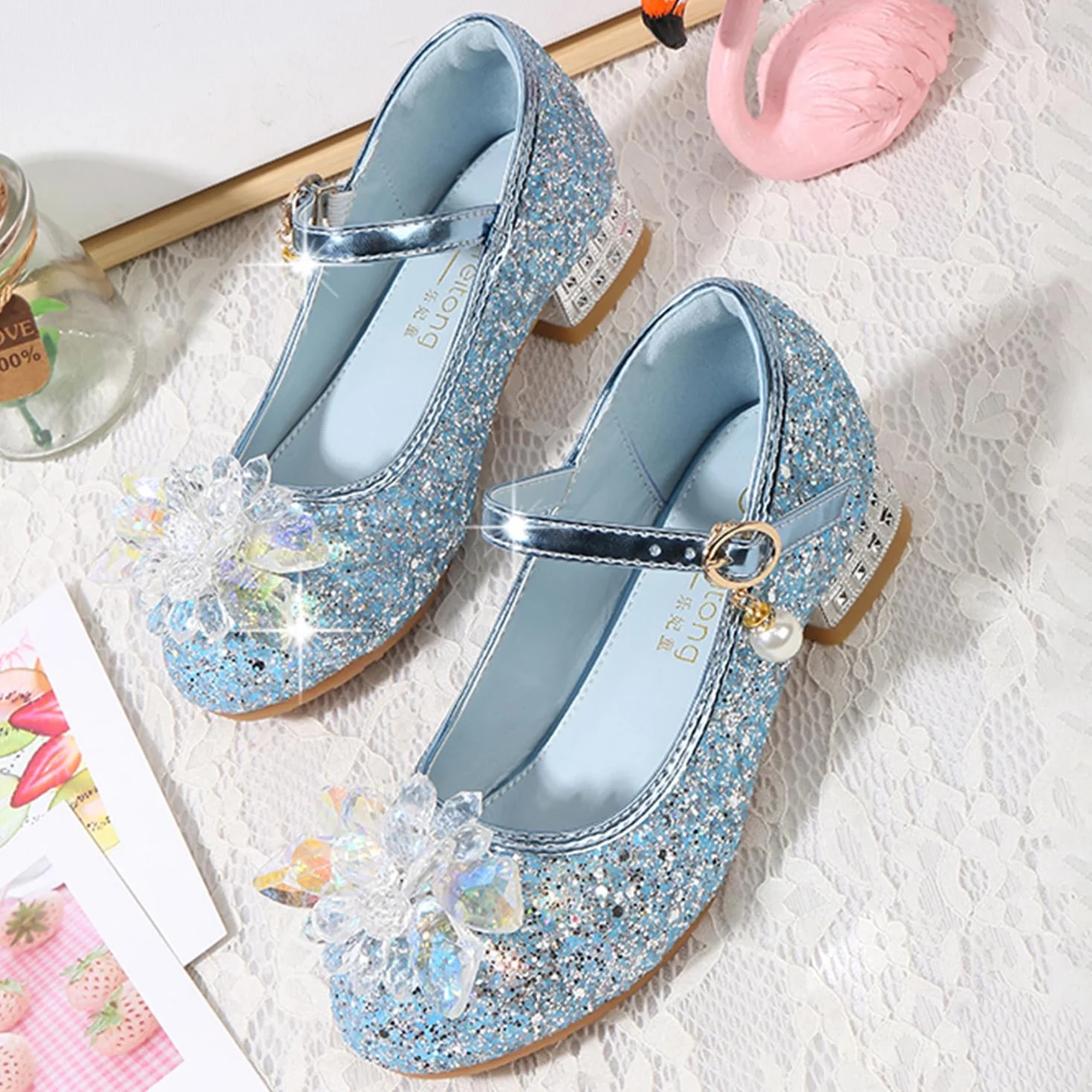 New front Bambine e Ragazze Scarpe col Tacco Principessa Scarpe da Principessa Scarpe per Costumi e Travestimenti Natale Carnevale martedì Grasso Regali Compleanno Antiscivolo