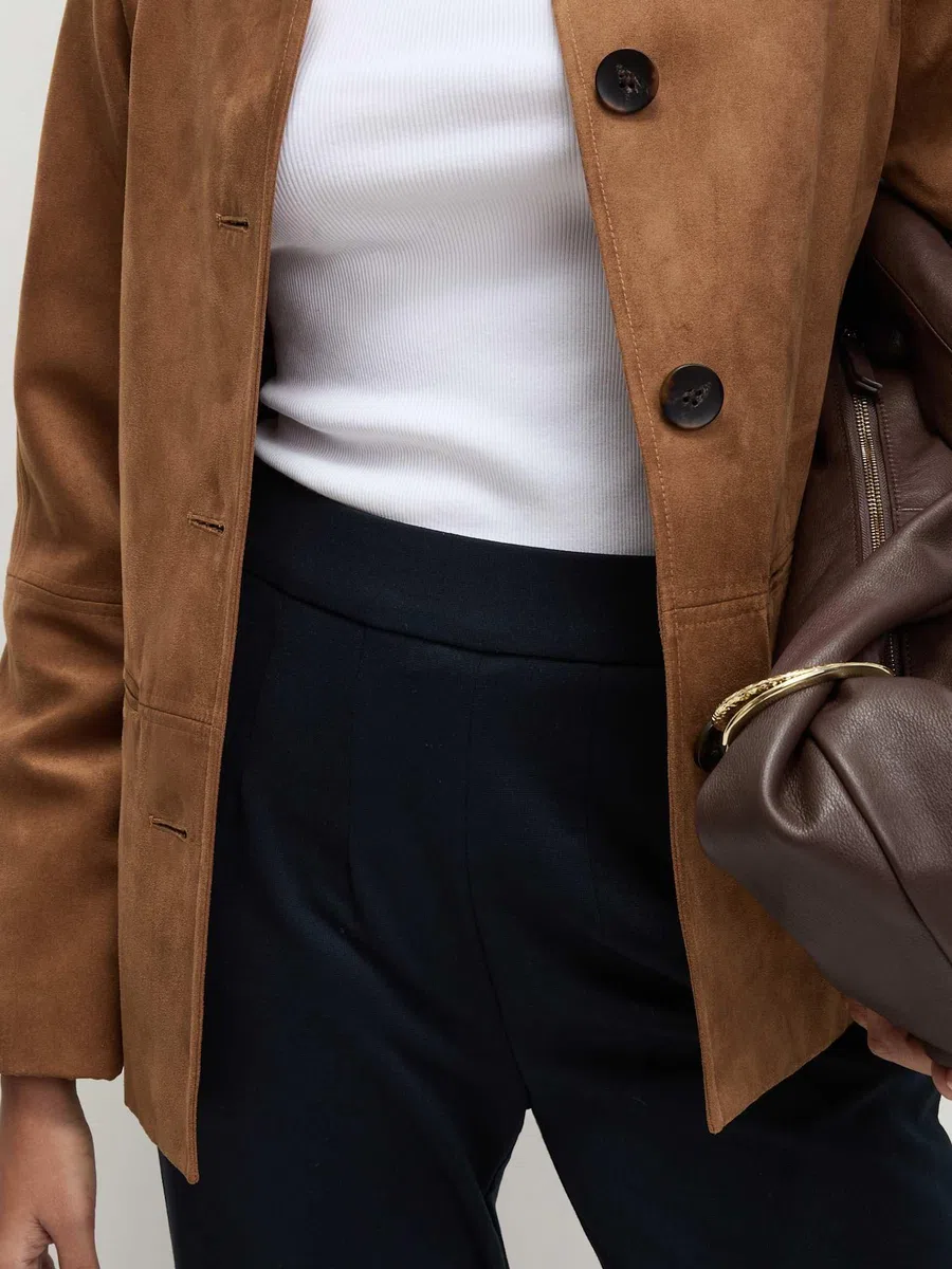 Marks & Spencer Donna a Gamba Dritta Jersey Pantaloni con Stretch – Vita Elasticizzata