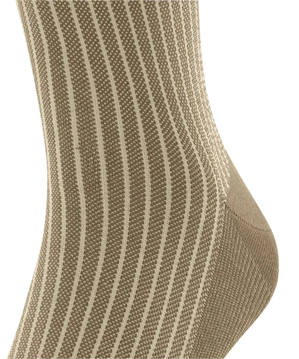 FALKE uomo Oxford Stripe calzini lunghi traspiranti cotone sottili rinforzati morbidi cuciture piatte alla punta motivo fantasia a righe per look casual eleganti lavoro 1 paio