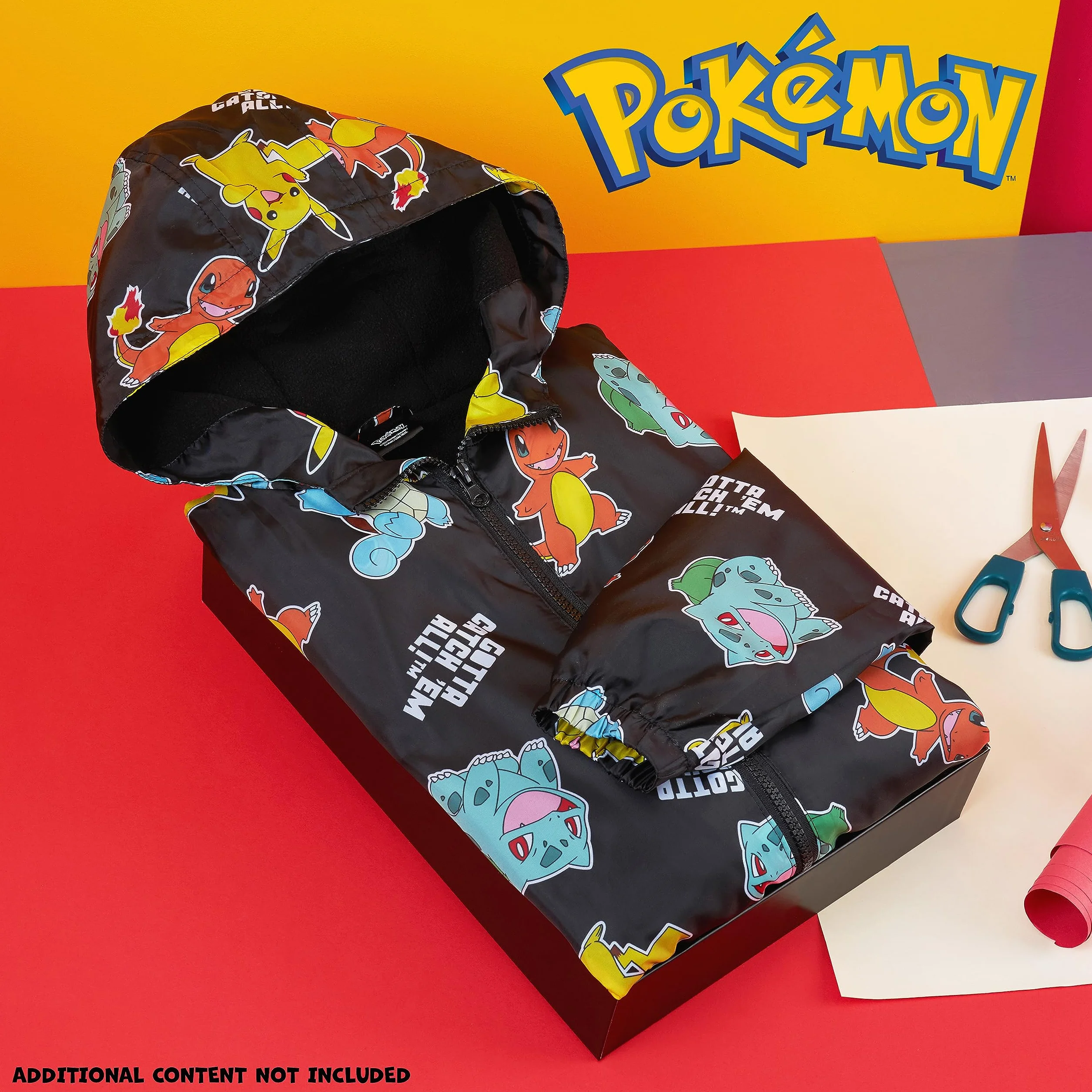 Pokémon Giacca Impermeabile Bambino - 100% Poliestere Giacca Antipioggia Bambino - Comoda Giacca Impermeabile Bambina e Bambini